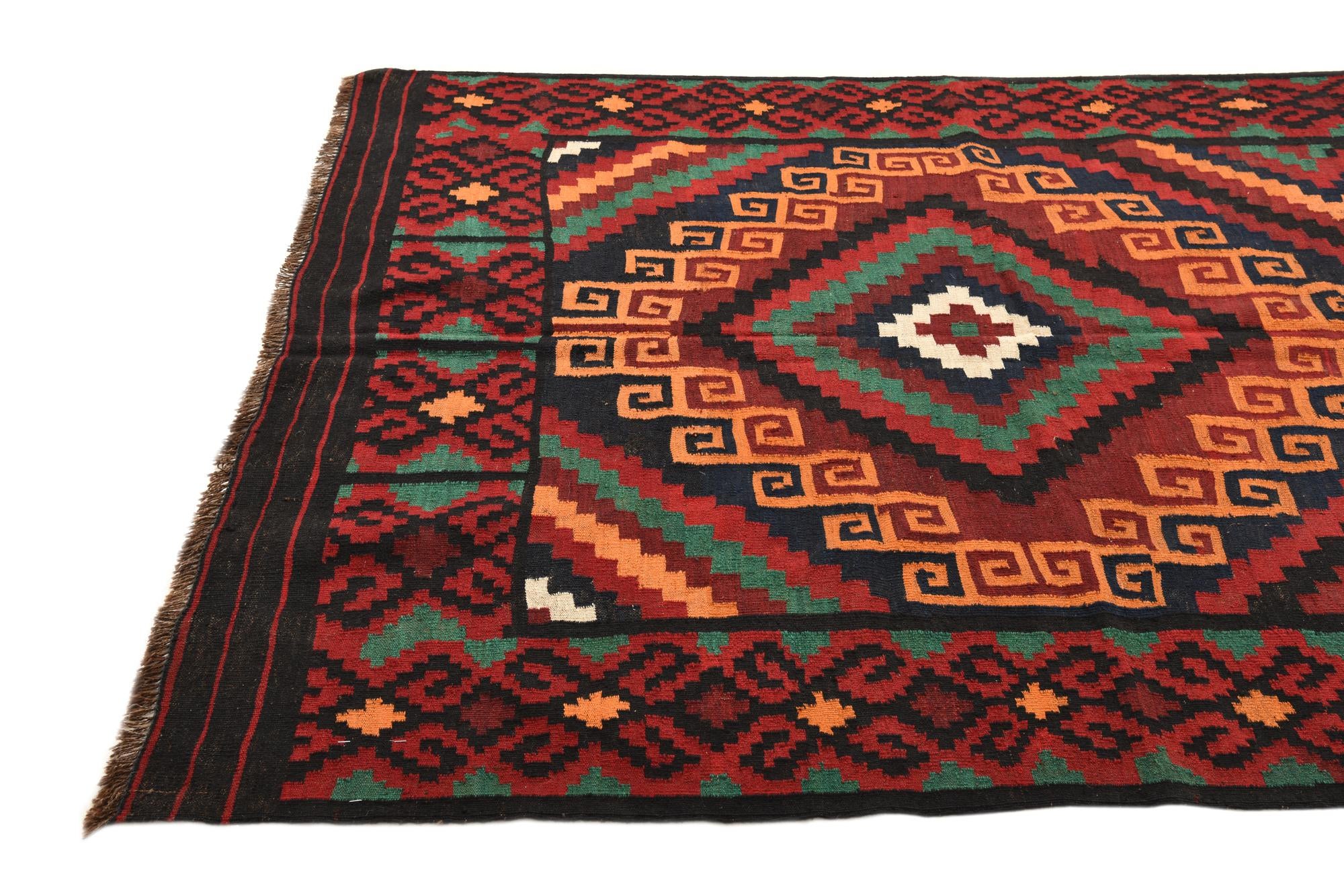 5' 5 x 14' 1 Hand Woven Kilim Fars Wool Runner Rug