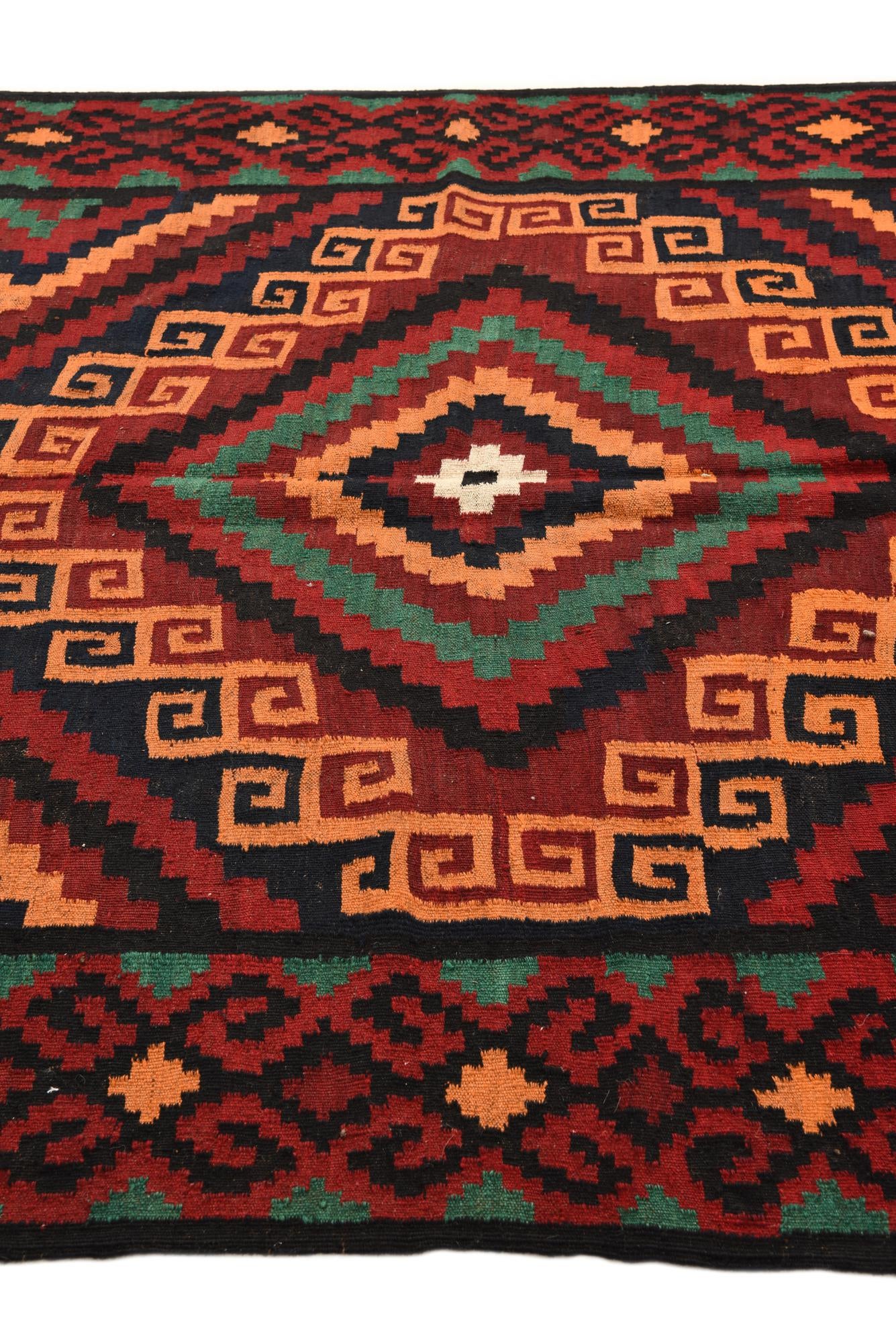 5' 5 x 14' 1 Hand Woven Kilim Fars Wool Runner Rug