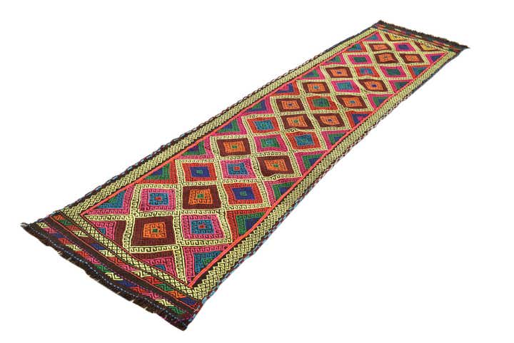 2' 3 x 9' 3 Hand Woven Kilim Fars Wool Runner Rug