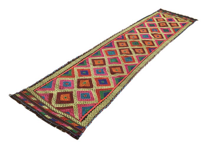 Detail image of 2' 3 x 9' 3 Hand Woven Kilim Fars Wool Runner Rug