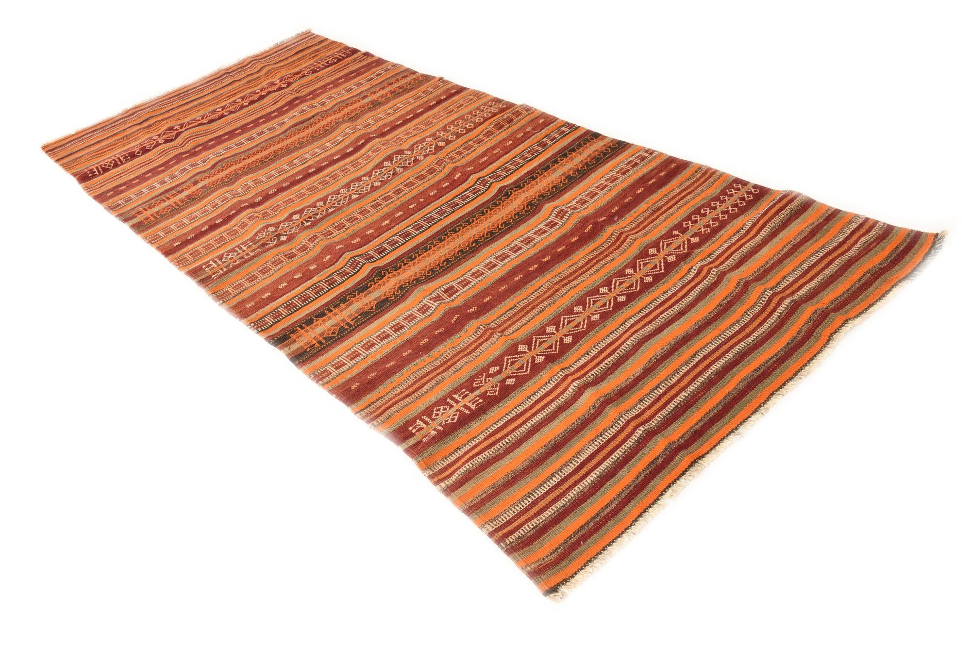 3' 10 x 9' 2 Hand Woven Kilim Fars Wool Runner Rug