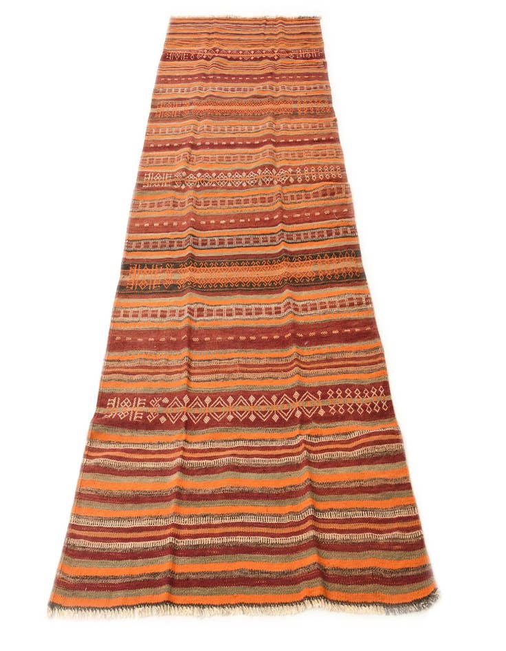 Detail image of 3' 10 x 9' 2  Hand Woven Kilim Fars Wool Runner Rug