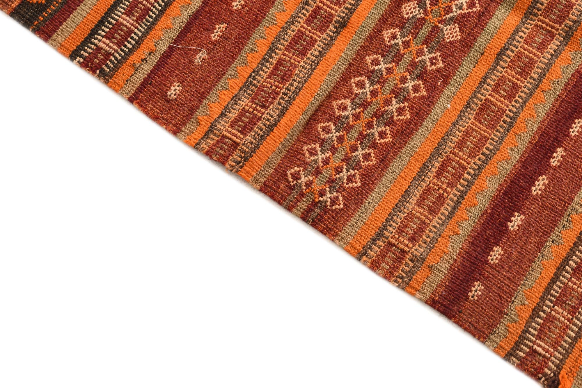 3' 10 x 9' 2 Hand Woven Kilim Fars Wool Runner Rug