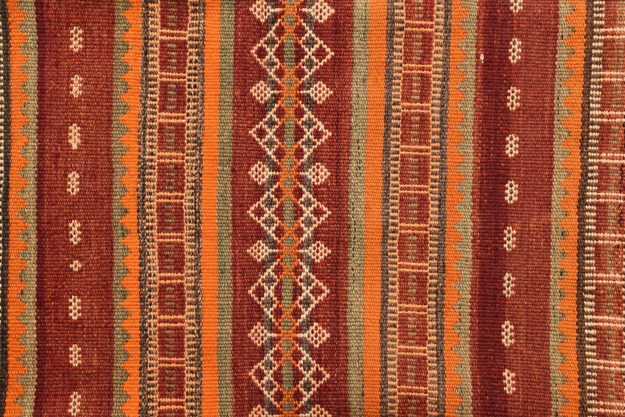3' 10 x 9' 2 Hand Woven Kilim Fars Wool Runner Rug