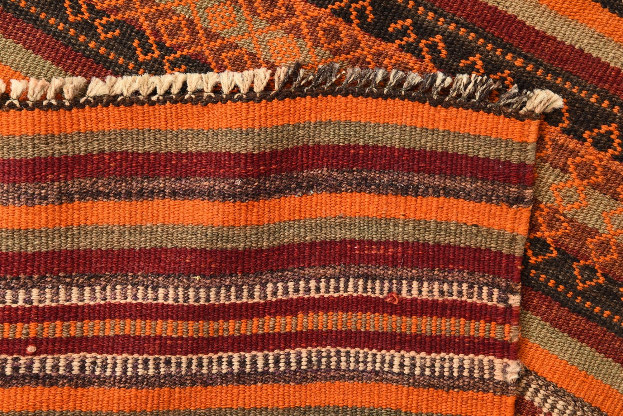 3' 10 x 9' 2 Hand Woven Kilim Fars Wool Runner Rug