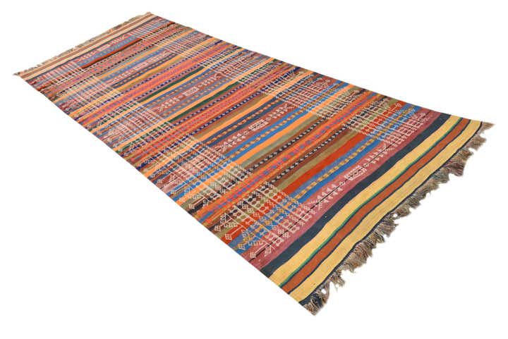 3' 9 x 10' Hand Woven Kilim Fars Wool Runner Rug