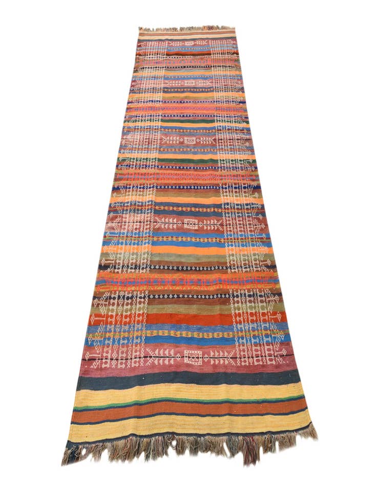Detail image of 3' 9 x 10'  Hand Woven Kilim Fars Wool Runner Rug