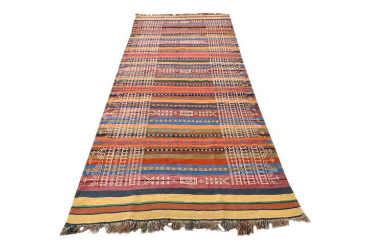 3' 9 x 10' Hand Woven Kilim Fars Wool Runner Rug