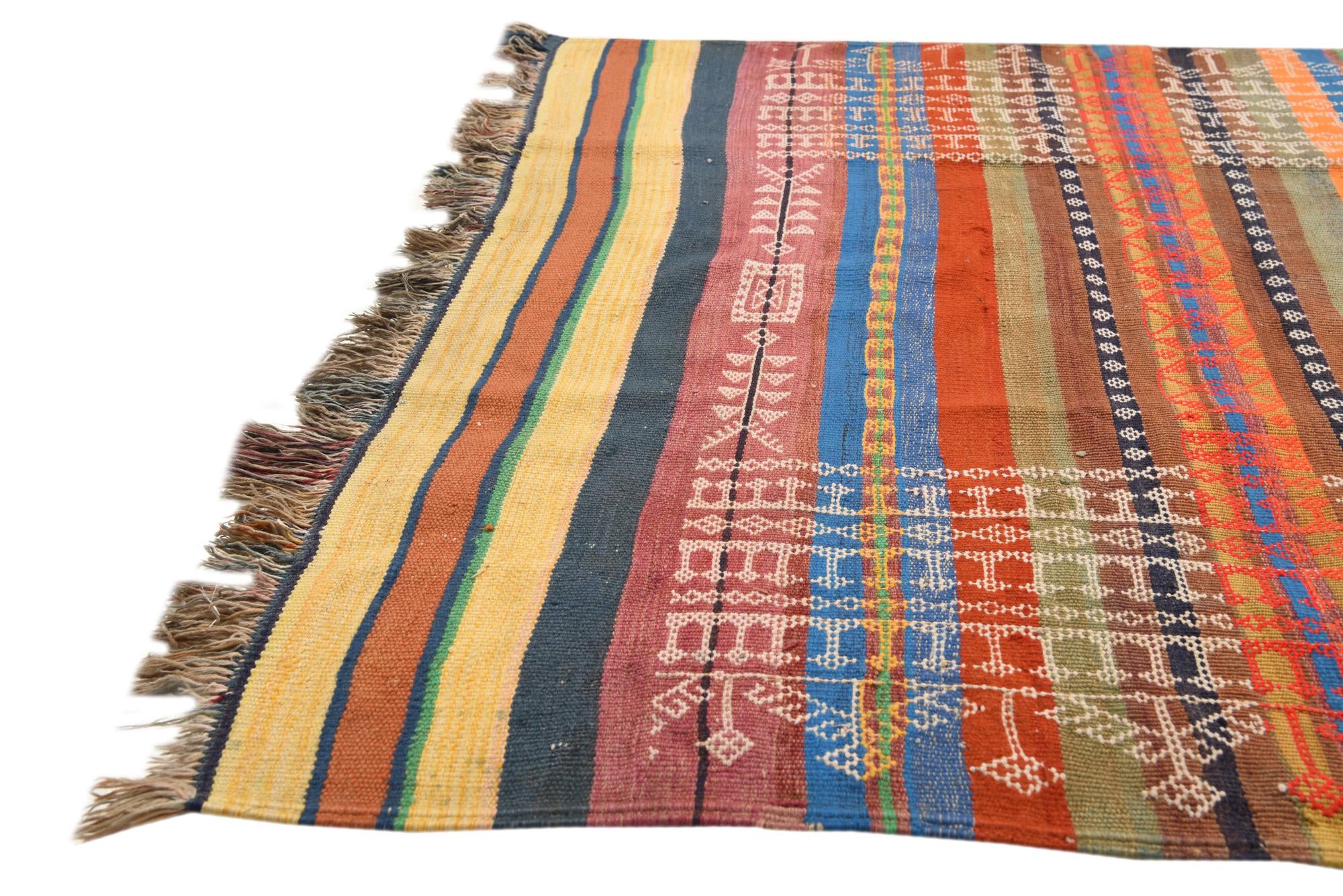 3' 9 x 10' Hand Woven Kilim Fars Wool Runner Rug