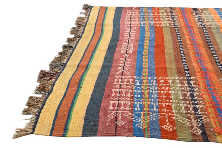 Detail image of 3' 9 x 10' Hand Woven Kilim Fars Wool Runner Rug