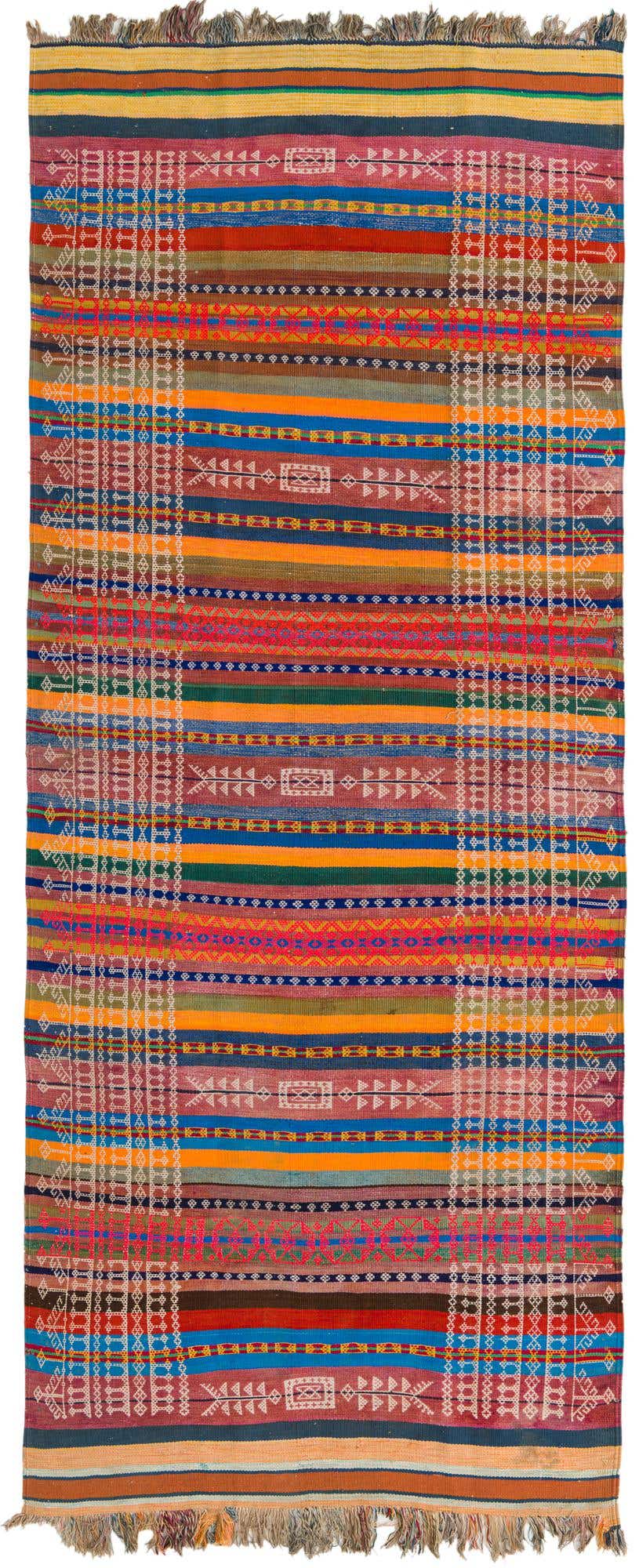 3' 9 x 10' Hand Woven Kilim Fars Wool Runner Rug