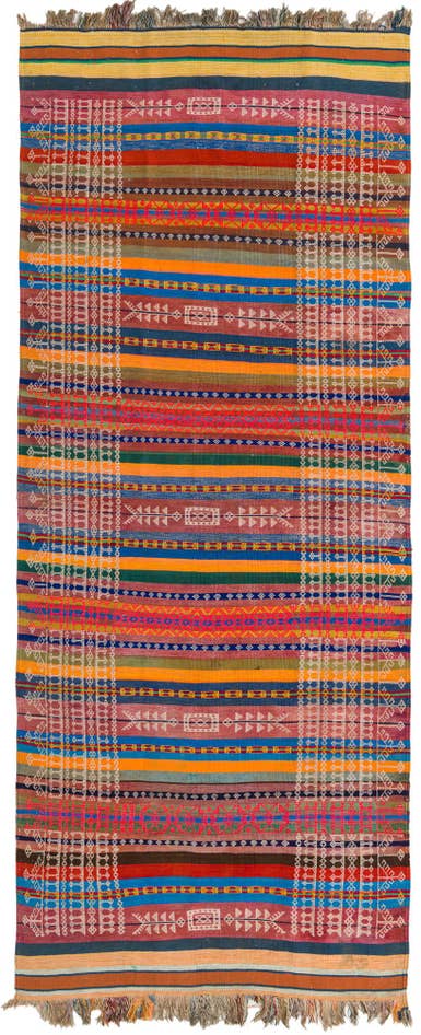Detail image of 3' 9 x 10' Hand Woven Kilim Fars Wool Runner Rug