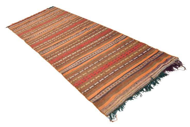 Detail image of 3' 6 x 10' Hand Woven Kilim Fars Wool Runner Rug
