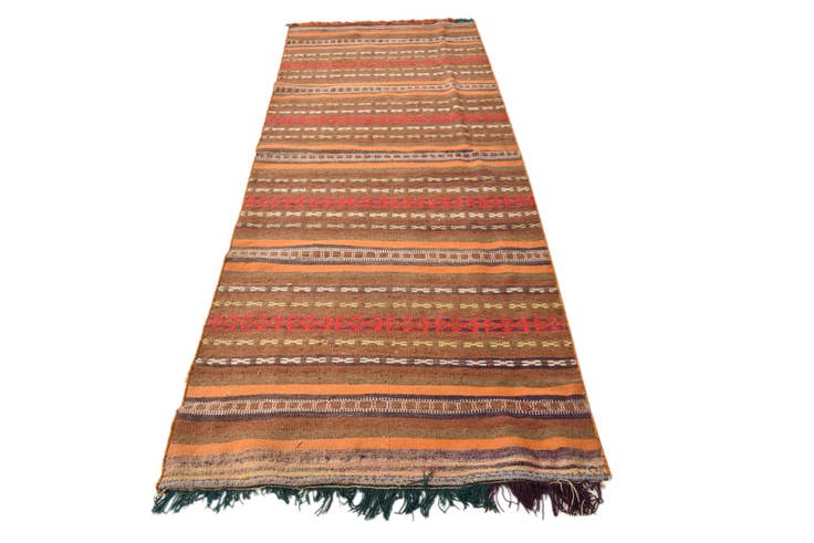 Detail image of 3' 6 x 10' Hand Woven Kilim Fars Wool Runner Rug