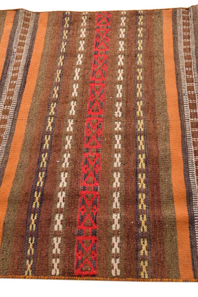 3' 6 x 10' Hand Woven Kilim Fars Wool Runner Rug