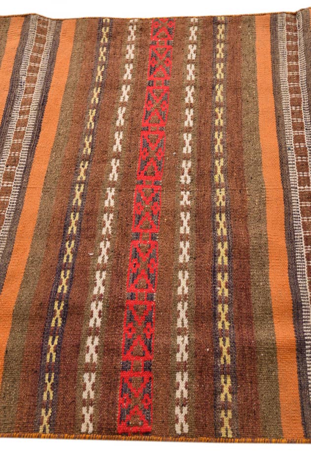 Detail image of 3' 6 x 10' Hand Woven Kilim Fars Wool Runner Rug