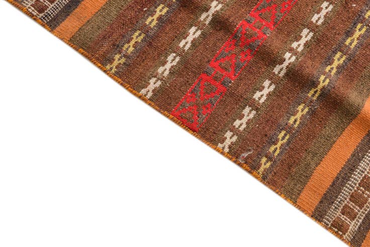 Detail image of 3' 6 x 10' Hand Woven Kilim Fars Wool Runner Rug