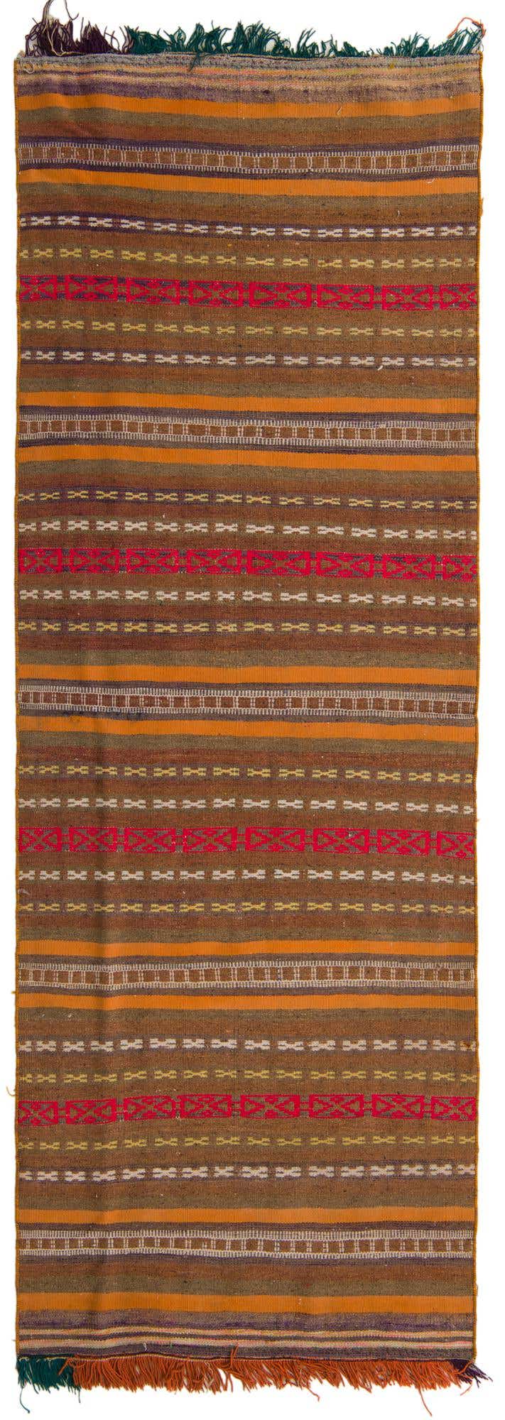 3' 6 x 10' Hand Woven Kilim Fars Wool Runner Rug