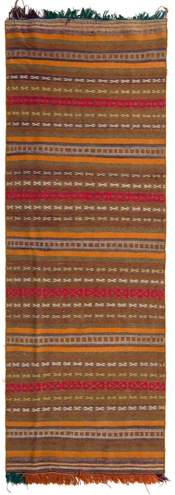 3' 6 x 10' Hand Woven Kilim Fars Wool Runner Rug