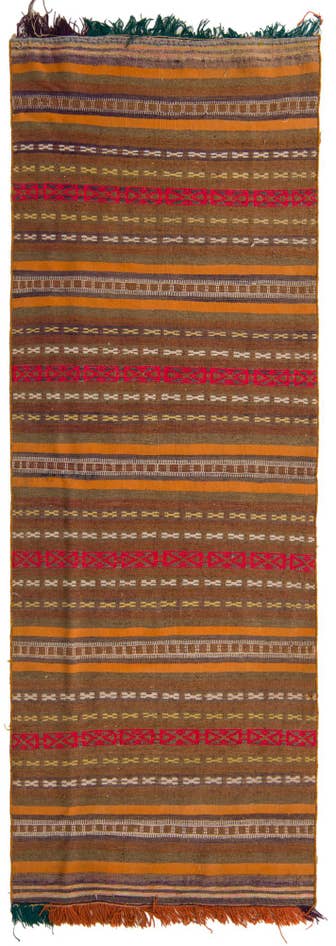 Detail image of 3' 6 x 10' Hand Woven Kilim Fars Wool Runner Rug