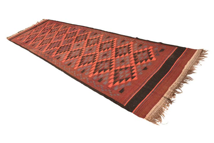 Detail image of 4' 4 x 15' 3 Hand Woven Kilim Fars Wool Runner Rug