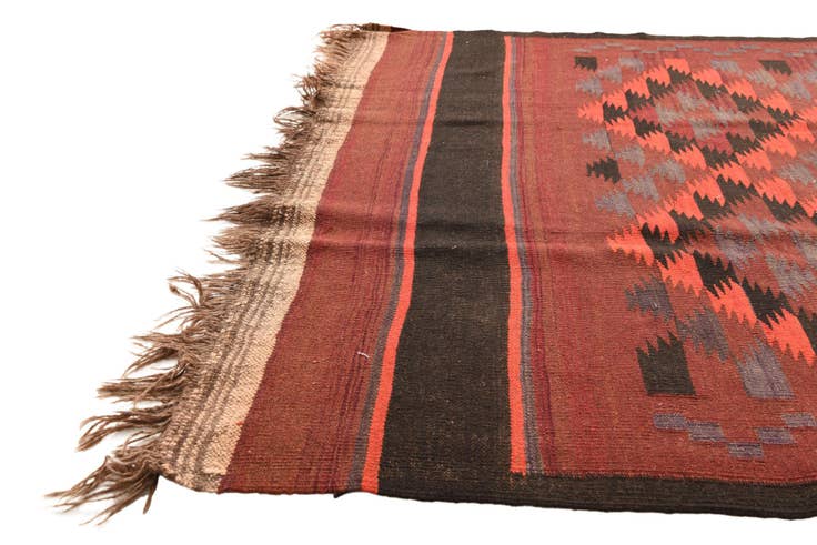 Detail image of 4' 4 x 15' 3 Hand Woven Kilim Fars Wool Runner Rug