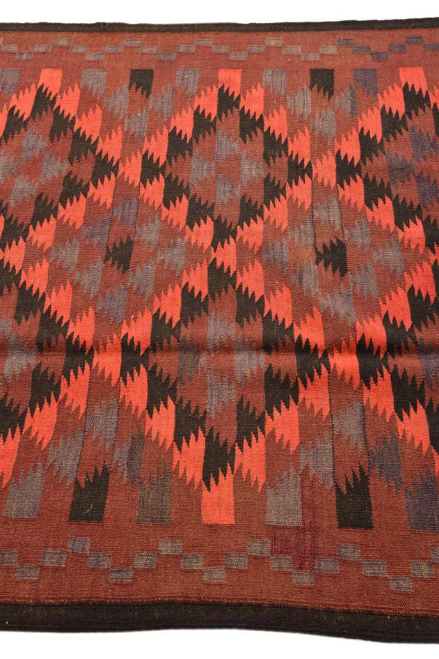 Detail image of 4' 4 x 15' 3 Hand Woven Kilim Fars Wool Runner Rug