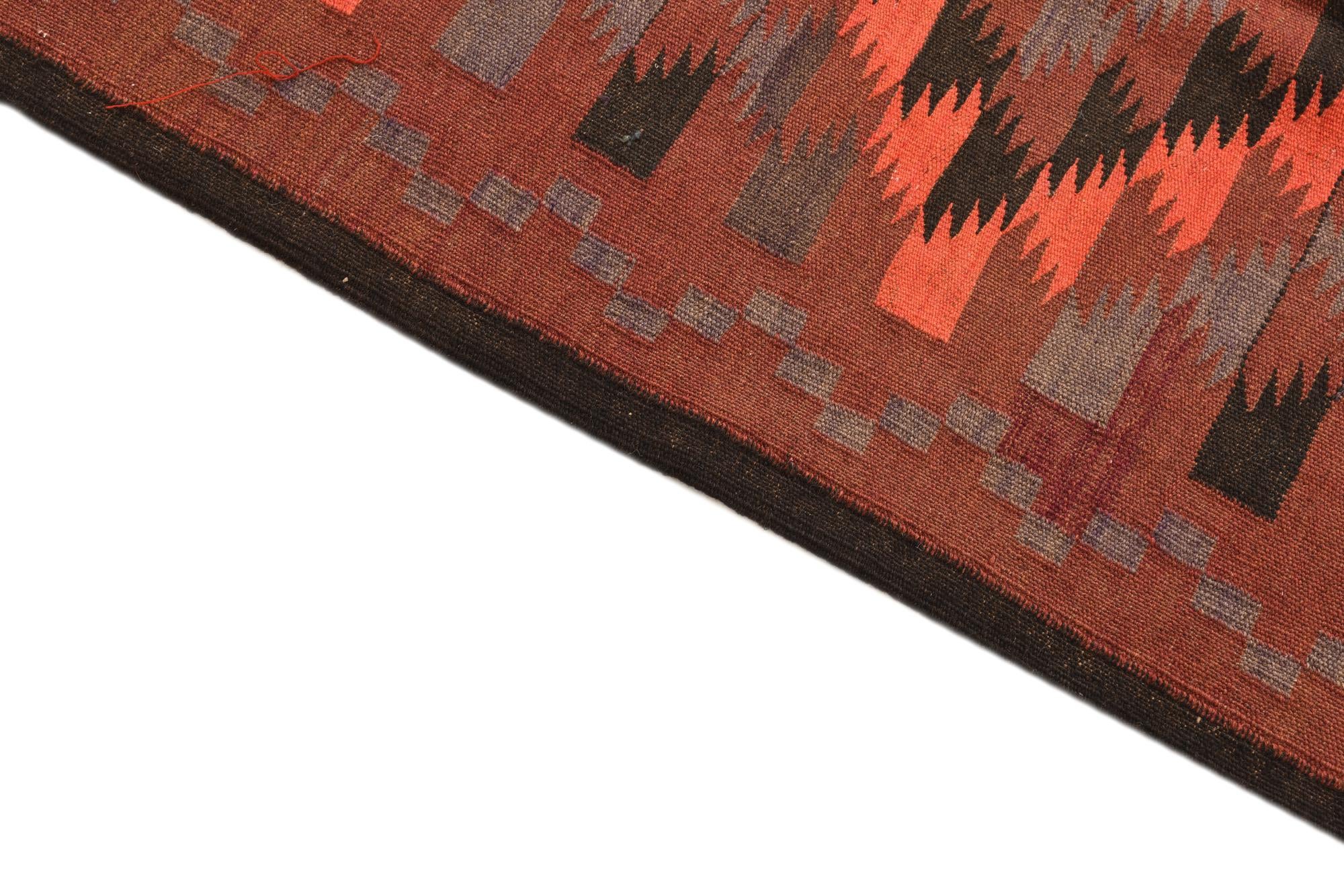 4' 4 x 15' 3 Hand Woven Kilim Fars Wool Runner Rug