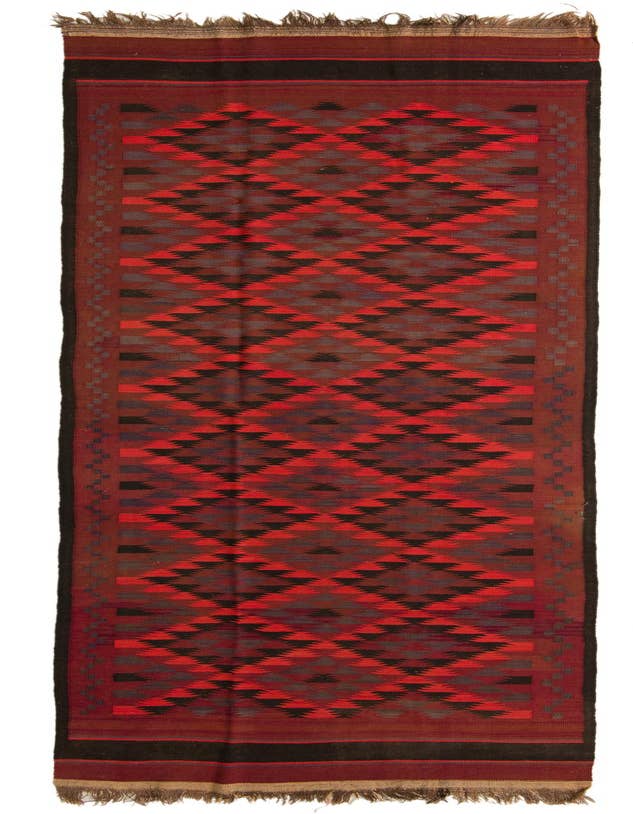 Detail image of 4' 4 x 15' 3 Hand Woven Kilim Fars Wool Runner Rug