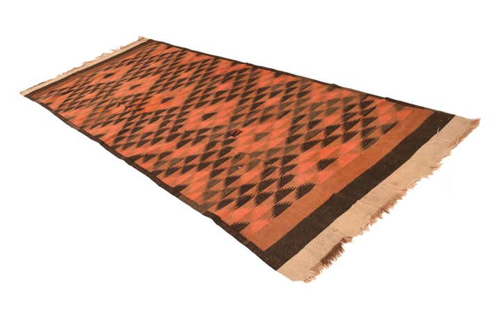 4' 5 x 12' Hand Woven Kilim Fars Wool Runner Rug