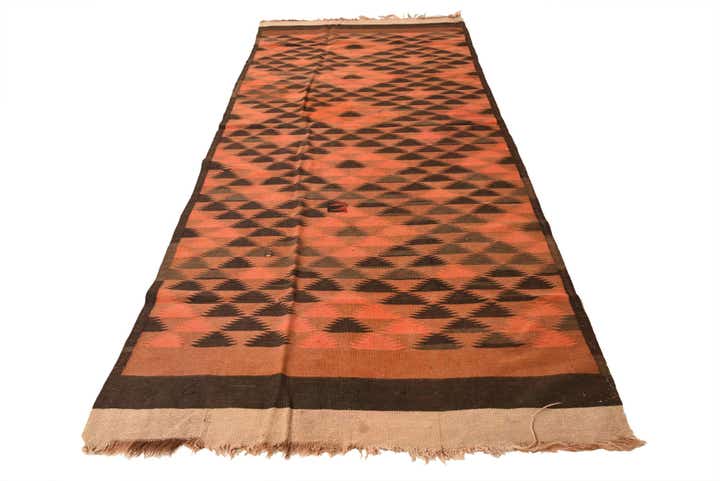 4' 5 x 12' Hand Woven Kilim Fars Wool Runner Rug