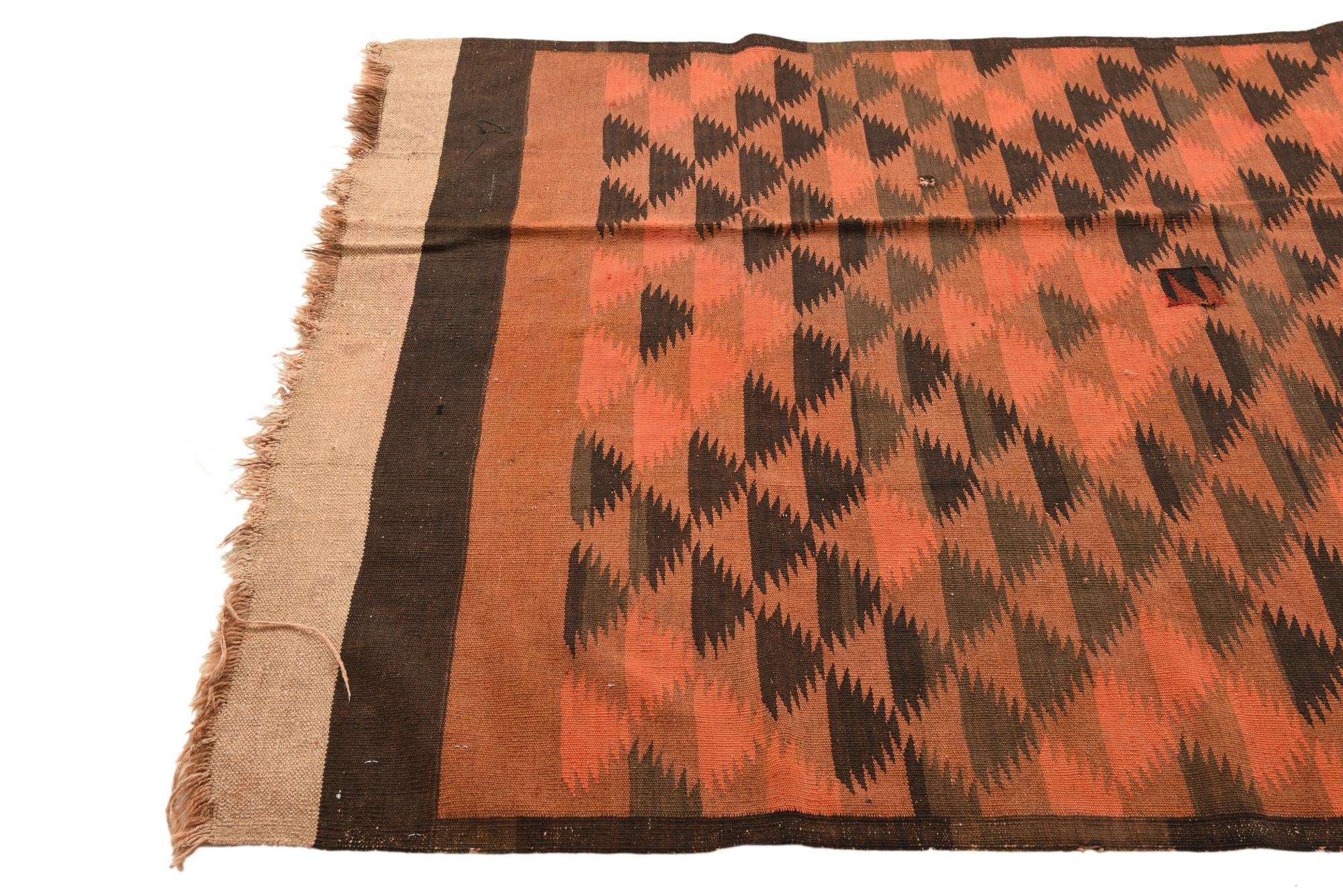 4' 5 x 12' Hand Woven Kilim Fars Wool Runner Rug