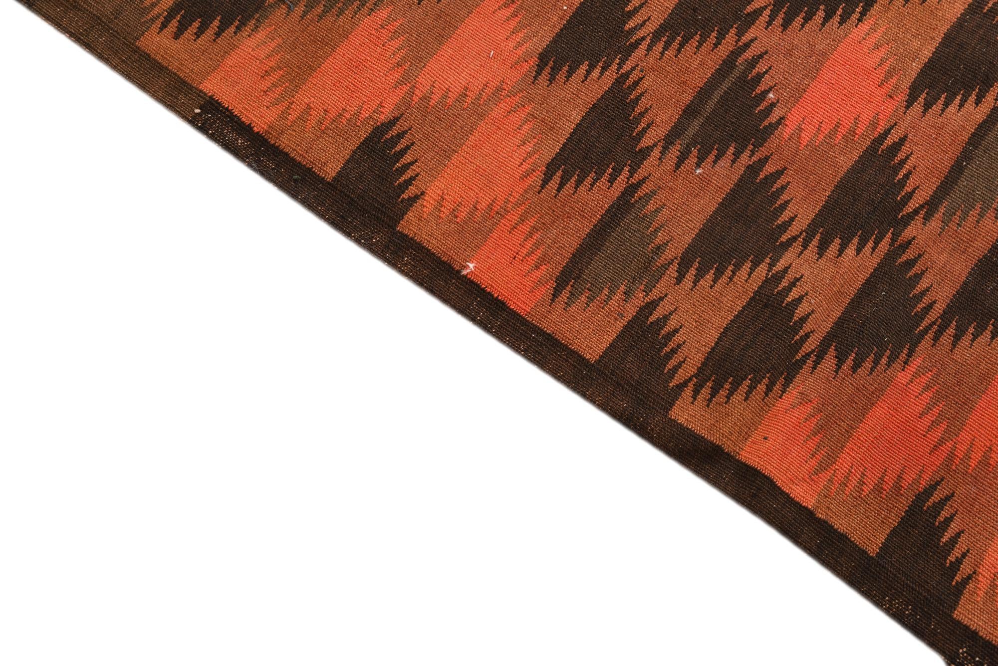 4' 5 x 12' Hand Woven Kilim Fars Wool Runner Rug