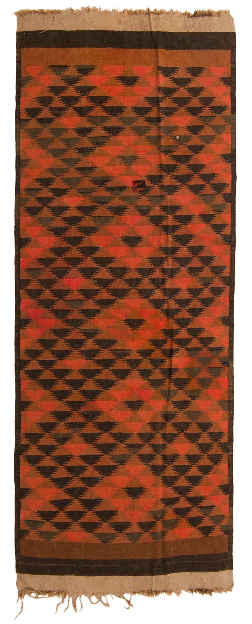 4' 5 x 12' Hand Woven Kilim Fars Wool Runner Rug
