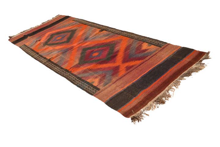 3' 10 x 10' 3 Hand Woven Kilim Fars Wool Runner Rug