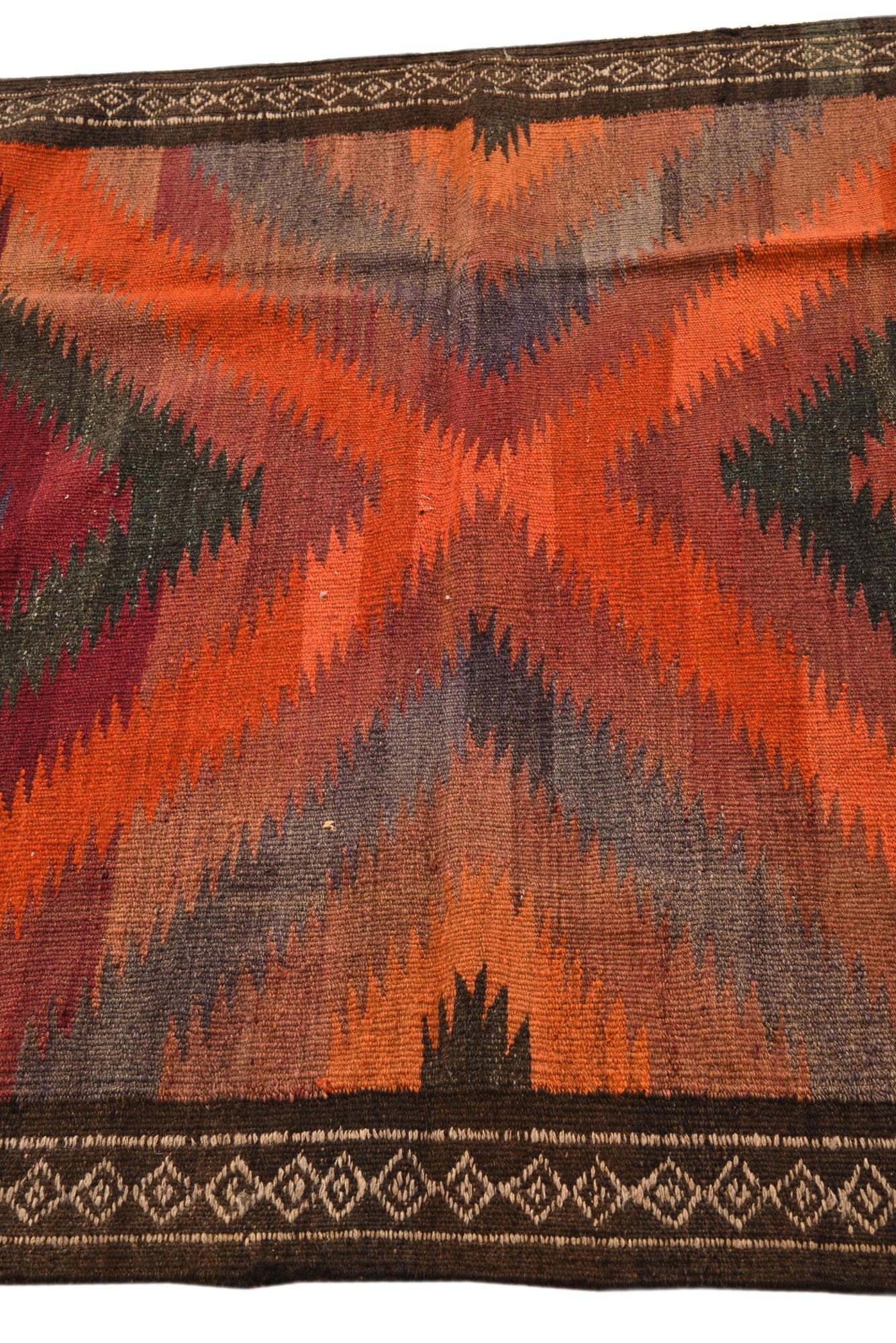3' 10 x 10' 3 Hand Woven Kilim Fars Wool Runner Rug