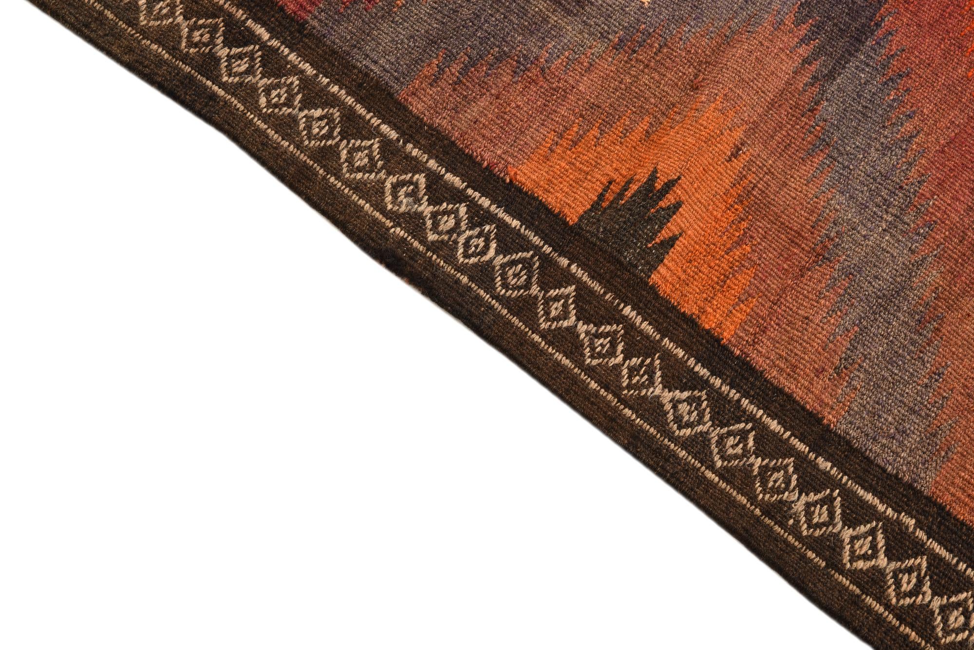 3' 10 x 10' 3 Hand Woven Kilim Fars Wool Runner Rug
