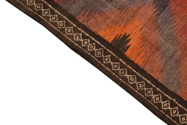3' 10 x 10' 3 Hand Woven Kilim Fars Wool Runner Rug