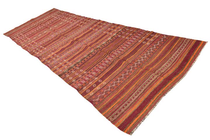 4' 6 x 13' 4 Hand Woven Kilim Fars Wool Runner Rug
