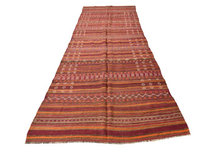 4' 6 x 13' 4 Hand Woven Kilim Fars Wool Runner Rug