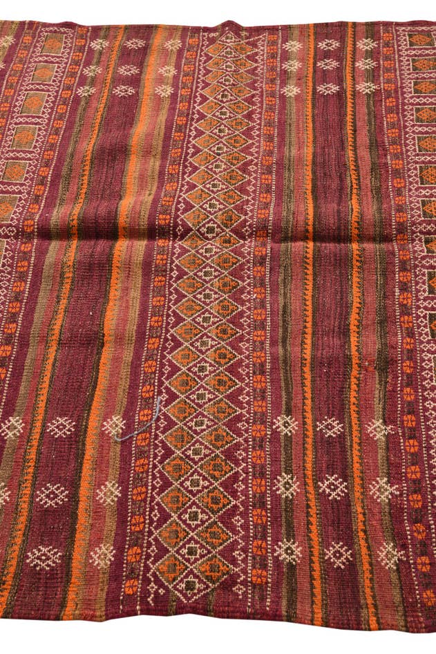 Detail image of 4' 6 x 13' 4 Hand Woven Kilim Fars Wool Runner Rug
