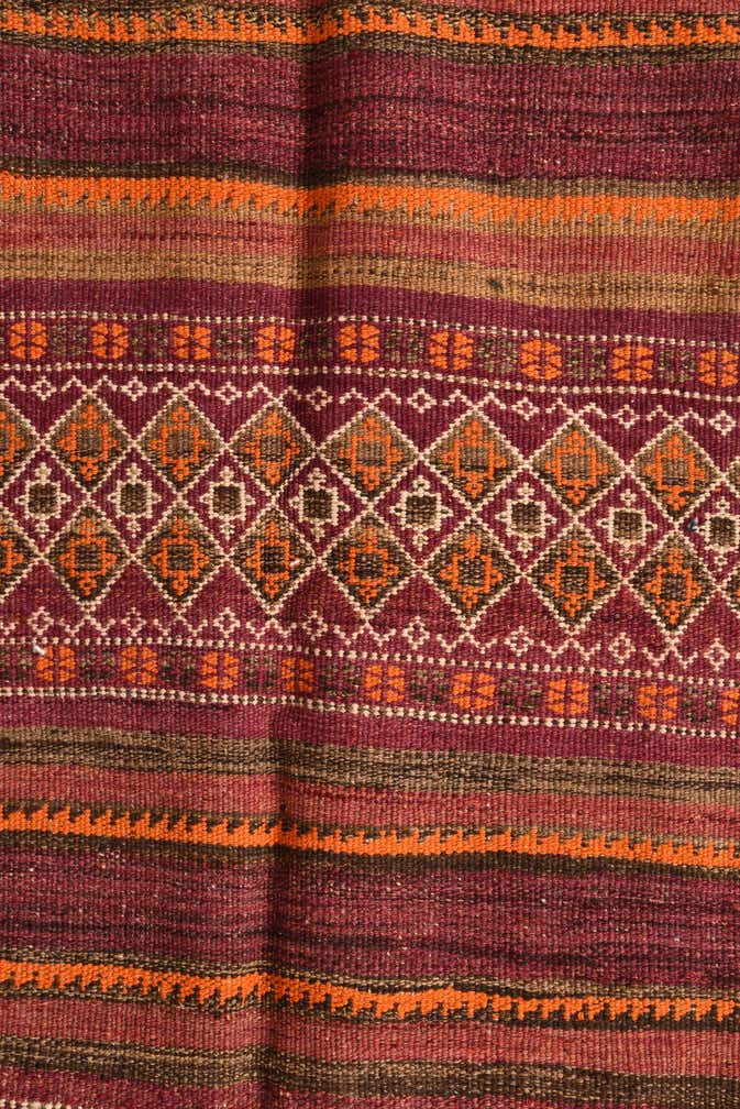 4' 6 x 13' 4 Hand Woven Kilim Fars Wool Runner Rug