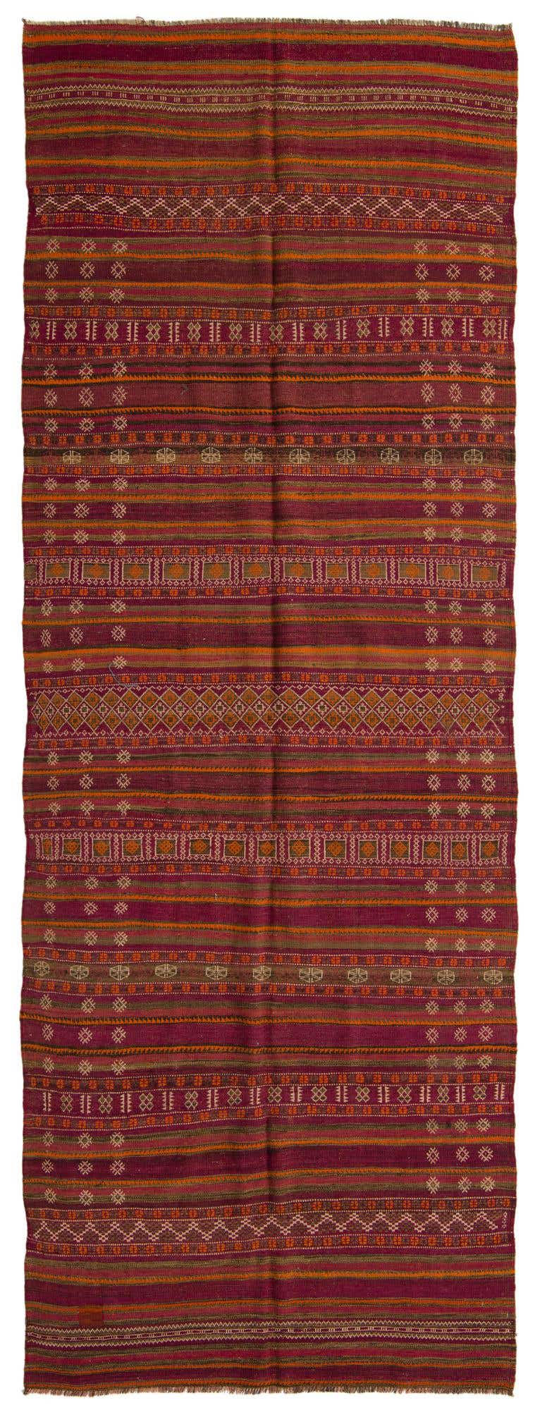 4' 6 x 13' 4 Hand Woven Kilim Fars Wool Runner Rug
