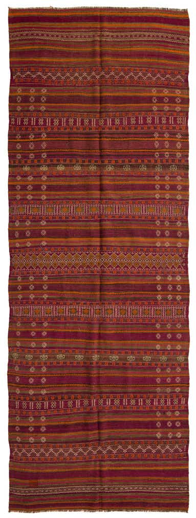 4' 6 x 13' 4 Hand Woven Kilim Fars Wool Runner Rug