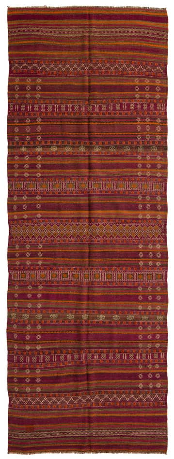 Detail image of 4' 6 x 13' 4 Hand Woven Kilim Fars Wool Runner Rug