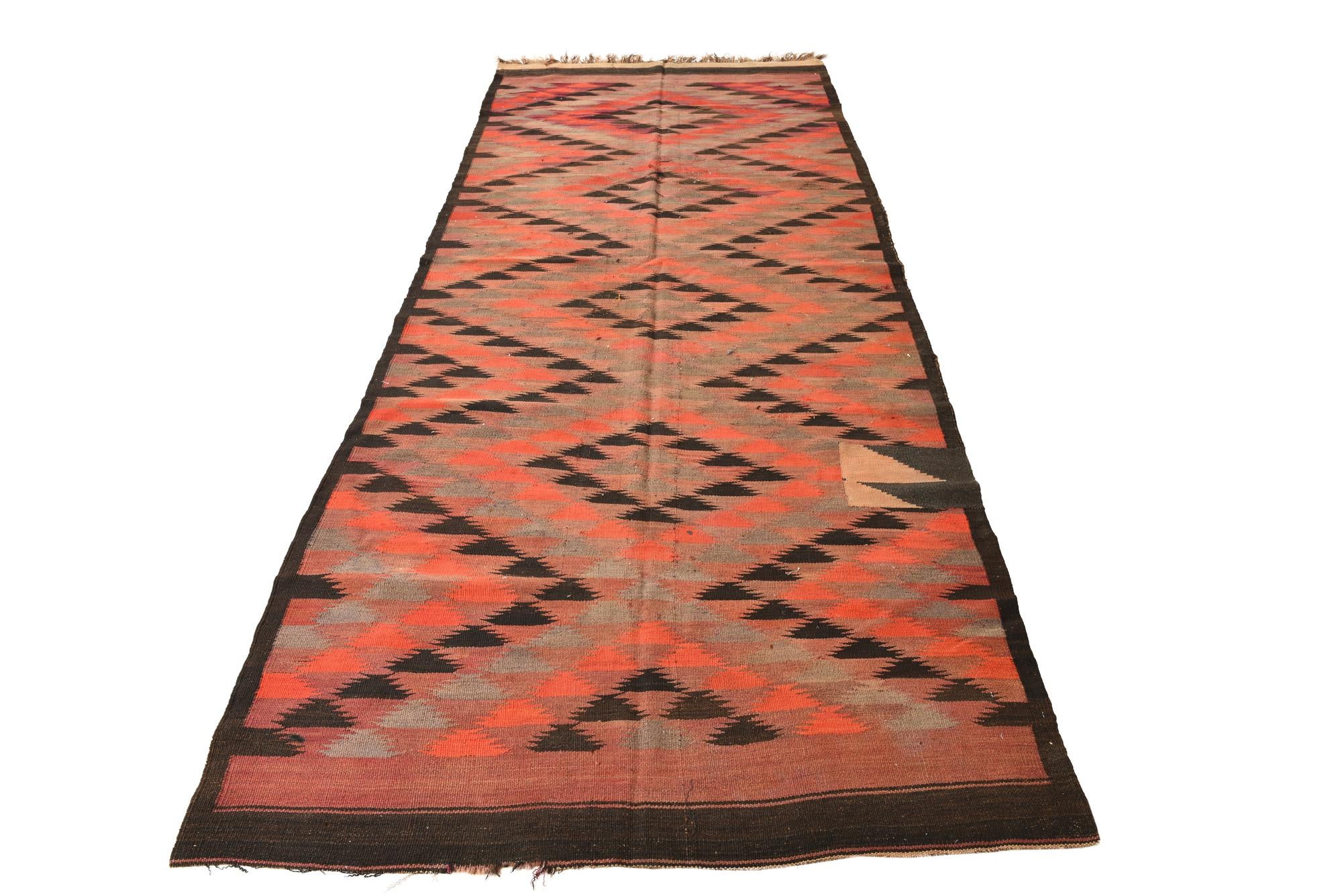 4' 8 x 11' 10 Hand Woven Kilim Fars Wool Runner Rug