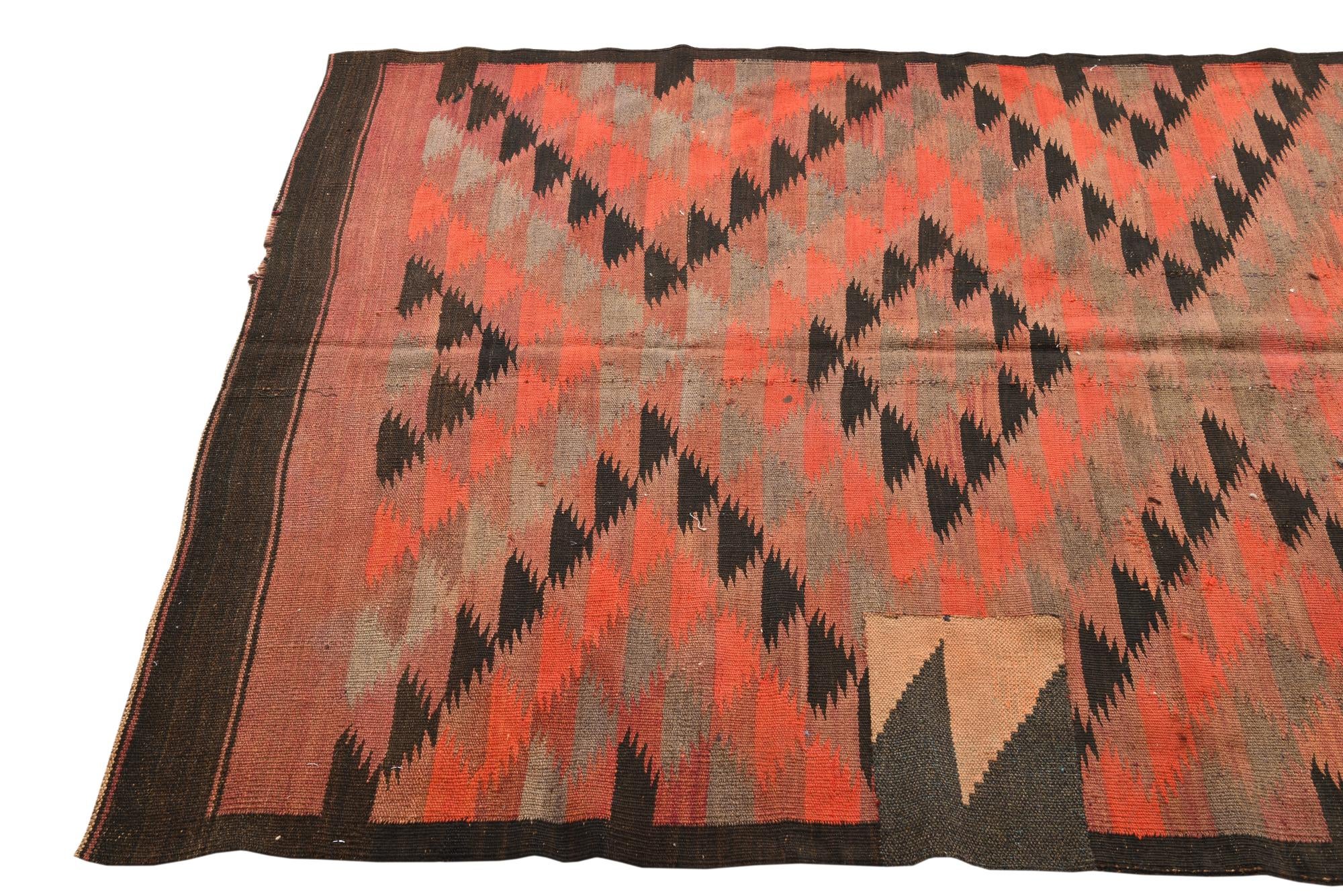 4' 8 x 11' 10 Hand Woven Kilim Fars Wool Runner Rug
