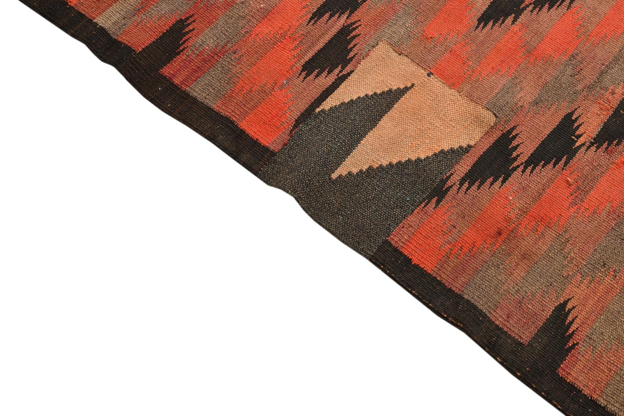 4' 8 x 11' 10 Hand Woven Kilim Fars Wool Runner Rug
