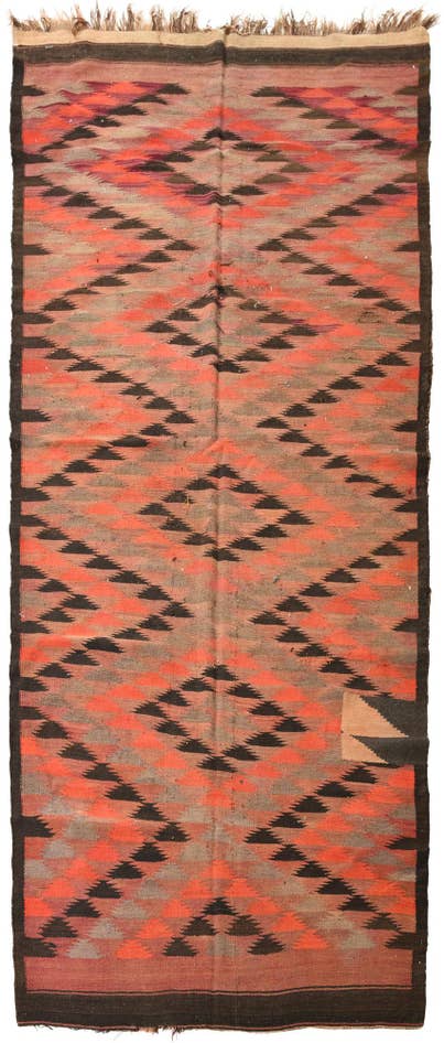 Detail image of 4' 8 x 11' 10 Hand Woven Kilim Fars Wool Runner Rug