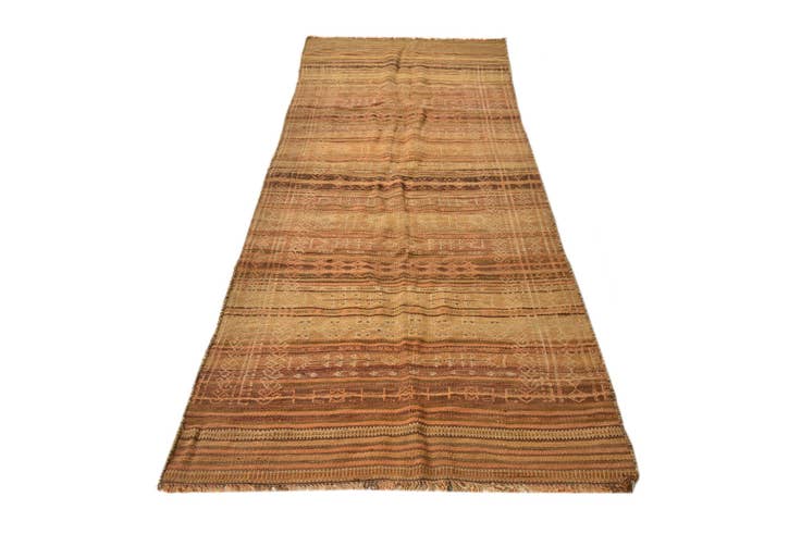 Detail image of 3' 4 x 9' 7 Hand Woven Kilim Fars Wool Runner Rug